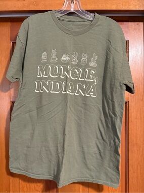 Muncie, Indiana Olive Green Graphic Tee